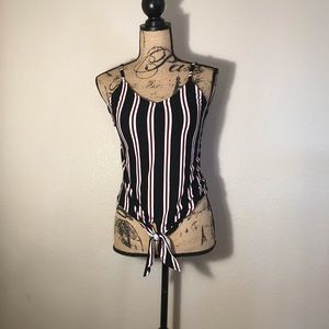 Red, white, and blue striped tank